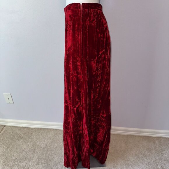 Vtg 70s Joy Stevens Red Crushed Velvet Maxi Skirt Boho Whimsygoth Size 15/16 - Picture 5 of 6